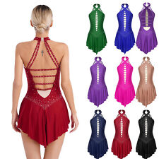 Womens Glittery Lyrical Leotard Strappy Back Dance Dress Figure Skating Latin, used for sale  Shipping to South Africa