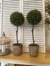 Pair Gorgoeus Large Artifical Boxwood Topiary Ball Trees In Rustic Pots for sale  Shipping to South Africa