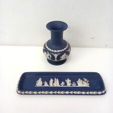 Wedgwood Jasperware Vase and Tray Portland Blue 1975 -WRDC for sale  Shipping to South Africa