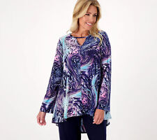 Used, Attitudes by Renee Global Illusions Hi-Low Tunic Shirt Tidal Wave M New for sale  Shipping to South Africa
