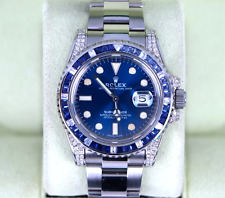 Usado, Rolex 40mm Submariner mostrador azul aftermarket moldura de safira relógio de diamante 116610 comprar usado  Enviando para Brazil