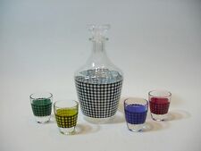 Decantador de licor + 4 vasos en piro gingham multicolor, hechos en Francia segunda mano  Embacar hacia Argentina