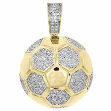 Men's Soccer Ball Charm Simulated Diamond Pendant 14k Yellow Gold Plated Silver for sale  Shipping to South Africa