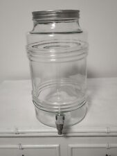 Vintage 3 Gallon Barrel Glass Beverage Dispenser Crystal Clear With Metal Lid  for sale  Shipping to South Africa