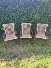 Vintage deck chairs X 3 Retro Brown Plastic Garden Picnic VW Camper Caravan 1970, used for sale  Shipping to South Africa