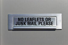 NO JUNK MAIL or LEAFLETS Vinyl Sticker Letterbox Door Sign Post MAILBOX 8X1.65" for sale  Shipping to South Africa