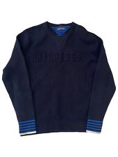 Suéter masculino Tommy Hilfiger tamanho M azul marinho malha gola redonda jumper soletrado muito bom estado, usado comprar usado  Enviando para Brazil
