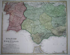 1882 ORYGINALNA MAPA HISZPANII PORTUGALIA ANDALUZJA CASTILLA SETUBAL LISBON GRANADA JAEN na sprzedaż  PL
