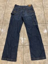 Mens 34X34 REQUEST Blue Jeans Bootcut Embellished Big Stitch Distressed for sale  Shipping to South Africa