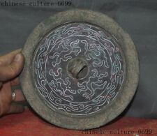 Espejo de bronce antiguo chino antiguo de bronce puro Feng Shui exorcismo bestia patrón segunda mano  Embacar hacia Argentina