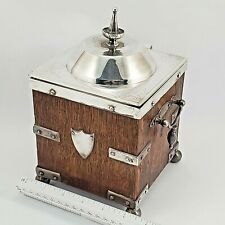 Used, Biscuit Box Victorian Oak & Silver Plate John Grinsell Birmingham, England 1875 for sale  Shipping to South Africa