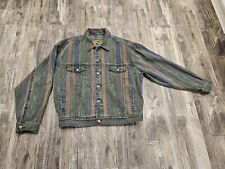 VINTAGE 1990's Men's Structure Denim Jean Jacket Sz Large Multicolor Striped for sale  Shipping to South Africa