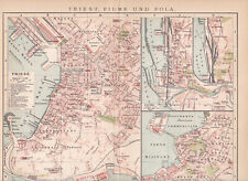 c. 1890 TRIESTE FIUME RIJEKA POLA PULA ITÁLIA CROÁCIA PLANOS DA CIDADE Mapa Antigo, usado comprar usado  Enviando para Brazil