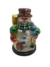 Thomas Pacconi Snowman Blown Glass Christmas Decoration Wood Base 9 1/2" High for sale  Lawrenceburg