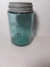 De colección Mason's Patent 30 de noviembre de 1858 frasco enlatado de vidrio azul pintado tapa de zinc de Boyd segunda mano  Embacar hacia Argentina