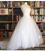 NWOT $1,299 OLEG CASSINI WEDDING DRESS WHITE BEADED PEARLS TULLE SZ 14 Stunning for sale  Shipping to South Africa