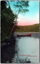 Postal publicada en canotaje en el lago Maranacook Maine ME Forest Trees de 1910 segunda mano  Embacar hacia Argentina