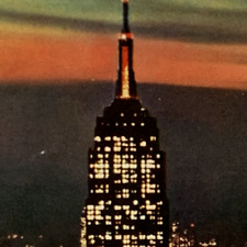 Night New York City, Empire State Building Postcard, Zida Betts Rochester 1963 for sale  Shipping to South Africa