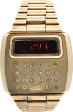 Reloj Pulsera Hombre Calculadora Pulsar 40mm Digital LED Lleno Oro 14k EE. UU. segunda mano  Embacar hacia Argentina