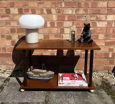 Vintage 2 Tier Teak Side Coffee Table Trolley Mid Century Retro On Castors for sale  Shipping to South Africa