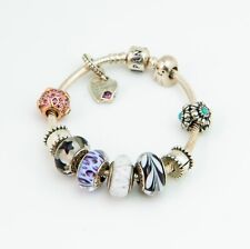 PANDORA CHARM BRACELET, 925 WITH 9 CHARMS-NO RESERVE ALE  GUARANTEED AUTHENTIC for sale  Shipping to South Africa