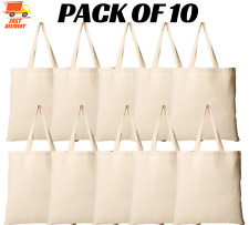 10 x 100% ALGODÃO SACOLAS LISAS DE COMPRAS ECOLÓGICAS BOLSA DE OMBRO SHOPPER comprar usado  Enviando para Brazil