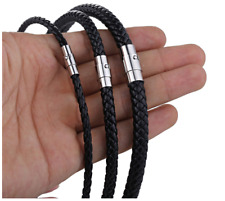 Braided Rope Man-made Leather Stainless Steel Magnetic Clasp Bracelet 7/8/9" for sale  Shipping to South Africa