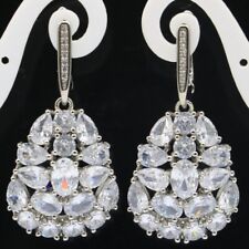 Luxury Created White Sapphire White CZ Jewelry For Woman's Silver Earrings for sale  Shipping to South Africa