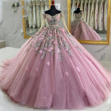 Vestido de Quinceañera Rosa Vestido de Baile Fuera del Hombro Encaje Aplique Baile de graduación Dulce16 segunda mano  Embacar hacia Argentina