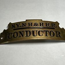 N.Y., N.H. & H.R.R. Brass Conductor HAT BADGE Railroad 4x 1.75 inches, used for sale  Shipping to South Africa