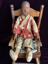 Rare ALL WOOD Jointed Antique Chinese Door of Hope Mission Carved Male Doll, used for sale  Shipping to South Africa