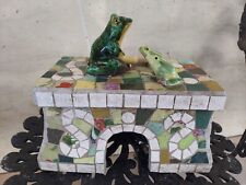 Mosaic Frog Garden Bench Mama Frog Teaching Baby Frogs 12" x 6.5" x 6.5" VGUC for sale  Shipping to South Africa