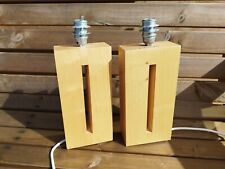 Pair of Vintage Used Rectangle Wood Rectangle Bedside Table Lamps Lights Shades for sale  Shipping to South Africa