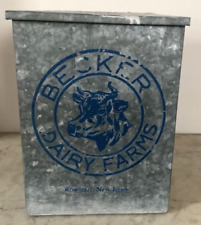Caja de leche de metal galvanizado vintage Becker Dairy Farms Roseland Nueva Jersey segunda mano  Embacar hacia Argentina