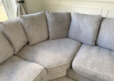 Used 4 Seater Grey Scatter Back Corner Sofa With Footstool, used for sale  OSWESTRY