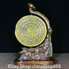 Tocadiscos de bendición lingote de 13,2" antiguos chinos de cobre dorado feng shui escultura de la suerte segunda mano  Embacar hacia Argentina