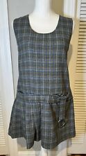 Vestido plissado UNIF sem mangas mistura de lã marrom e azul xadrez | Tamanho: grande comprar usado  Enviando para Brazil
