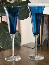 1970s Steven Smyers Signed Art Glass Personalized Champagne Flutes 10” for sale  Shipping to South Africa