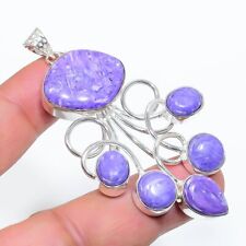 Charoite Art Piece 925 Silver Plated Handmade Pendant of 2.73", used for sale  Shipping to South Africa