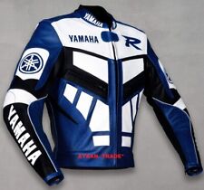 Yamaha R preto e branco azul motocicleta de corrida motocicleta jaqueta de couro dos homens, usado comprar usado  Enviando para Brazil
