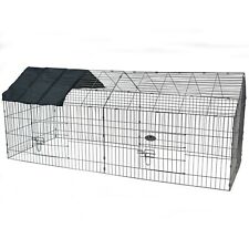 Metal Run Rabbit Guinea Pig Chicken Duck Ferret Dog Cat Pet Enclosure Roof Hutch, used for sale  CREDITON