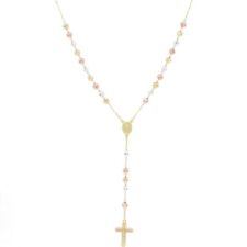 Colar masculino tricolor bola corte diamante rosário religioso Jesus cruz corrente comprar usado  Enviando para Brazil