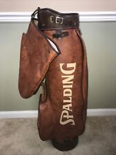 Vintage Spalding Brown Leather 3-Divider Golf Bag with Cover for sale  Shipping to South Africa