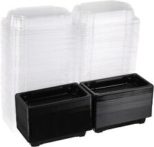 Usado, Caixa de sushi preta descartável 50 peças com tampas transparentes - recipiente para tirar sushi/bolo comprar usado  Enviando para Brazil