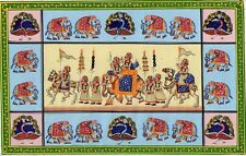 Rajasthan Miniature Painting Handmade Indian Royal Maharajah Procession Folk Art for sale  Shipping to Canada