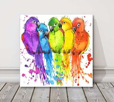 Papagaios Colorido Com Aquarela Splash Lona estampa imagem arte Moderna comprar usado  Enviando para Brazil