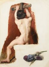 Grande Ritratto Crocifisso Uomo Nudo Inglese XIX secolo William Etty (1787-1849) usato  Spedire a Italy