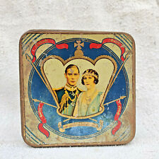 1940s Vintage King George Queen Elizabeth Britannia Biscuit TinBox England TB646 for sale  Shipping to South Africa