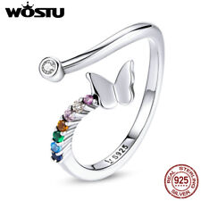 Wostu Fashion S925 Sterling Silver Ring Colorful Butterfly Open Ring Party Gift comprar usado  Enviando para Brazil