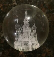 St. Basil Cathedral 3D Etched Crystal Ball and Base, used for sale  Shipping to Canada